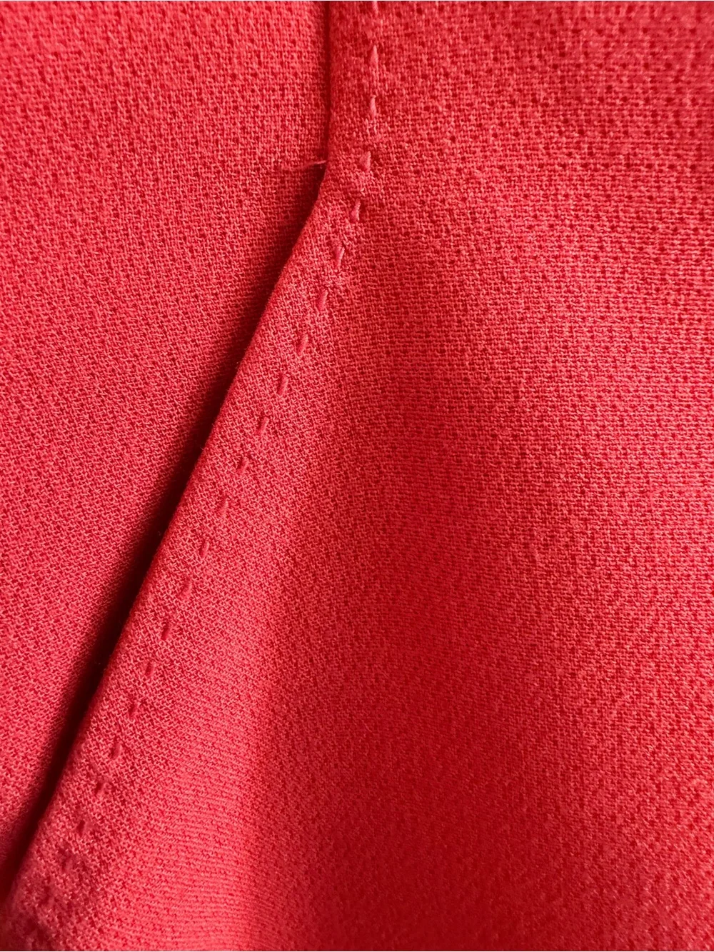 Express Red Midi Skirt with Front Seam and Slant Pockets